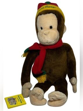 Curious George Macys 2001 Holiday Plush Mini Book Vintage Christmas Collectible